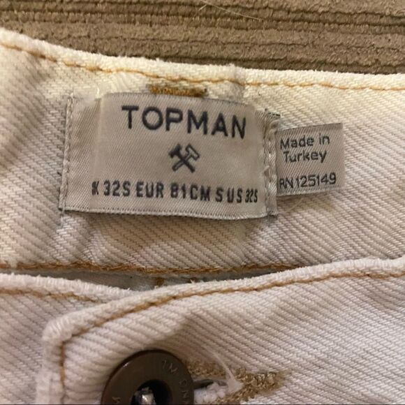 Topman tapered Light Wash blue side Textured Raw Hem Jeans 32s - Picture 4 of 8
